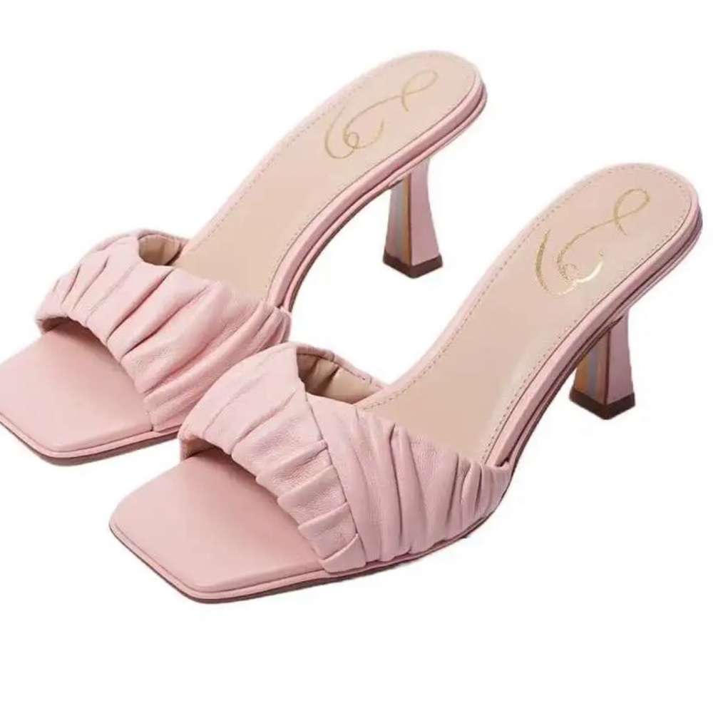 SAM EDELMAN Kittie Womens Leather Slip On Kitten Heels